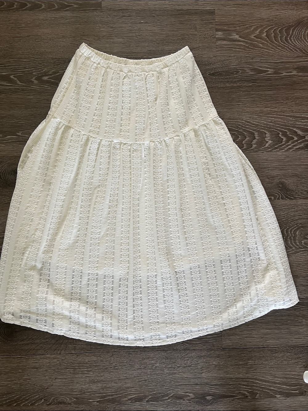 Frye Cream Lace Tiered Midi Skirt